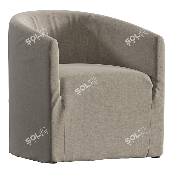 Remi Curved Padded Dining Chair 3D model image 1