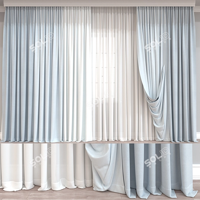 Render-Ready 3D Curtain Model 3D model image 1