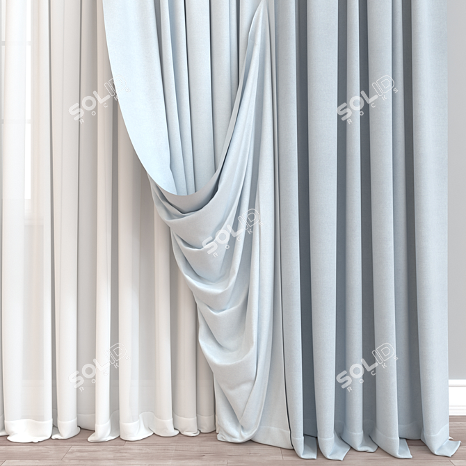 Render-Ready 3D Curtain Model 3D model image 2