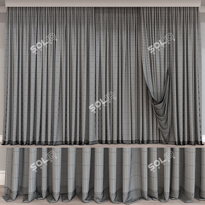 Render-Ready 3D Curtain Model 3D model image 4