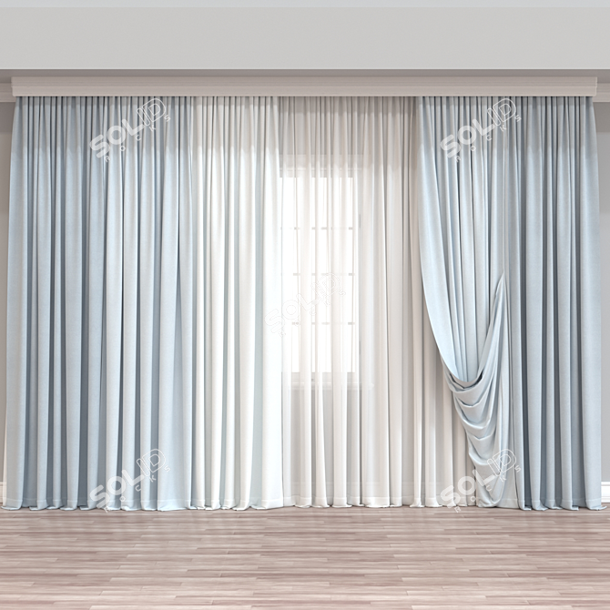 Render-Ready 3D Curtain Model 3D model image 5