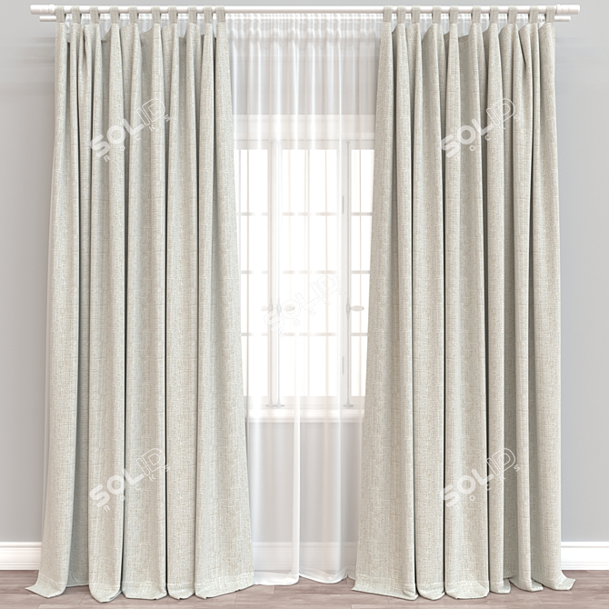 Versatile 3D Curtain Model 3D model image 1