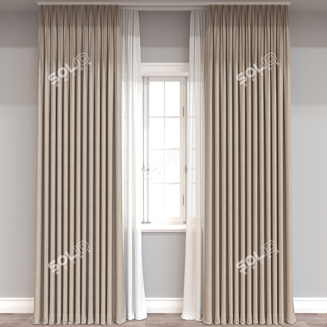 Modern 3D Curtain Model(Vector Mesh) 3D model image 1