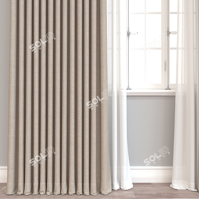 Modern 3D Curtain Model(Vector Mesh) 3D model image 2