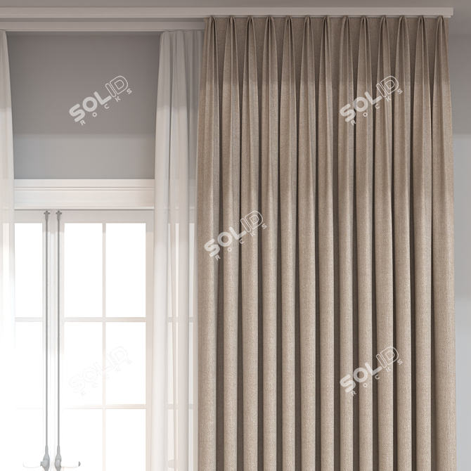 Modern 3D Curtain Model(Vector Mesh) 3D model image 3