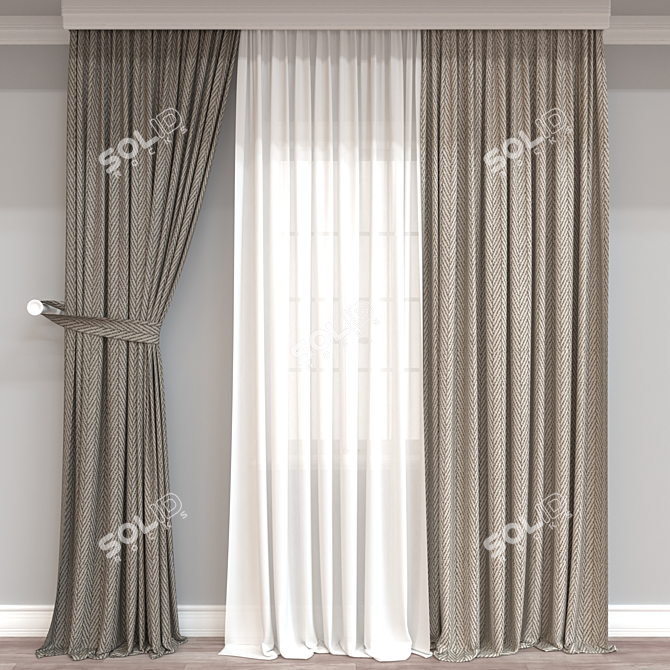  Modern 3D Curtain Model 3D model image 1