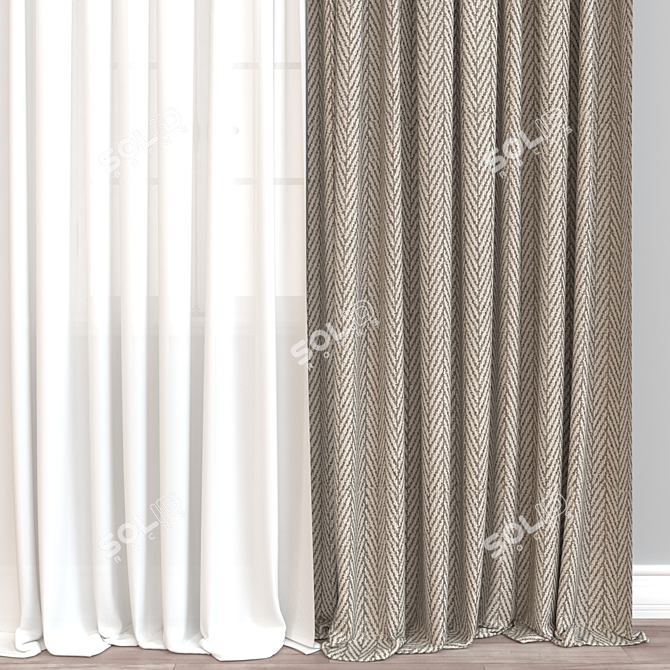  Modern 3D Curtain Model 3D model image 2