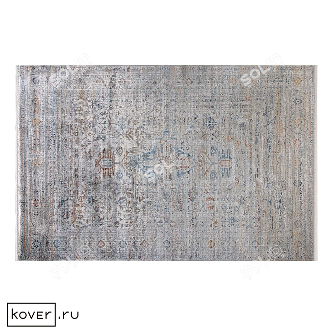 Floral Silk Blend Modern Rectangular Rug 3D model image 1