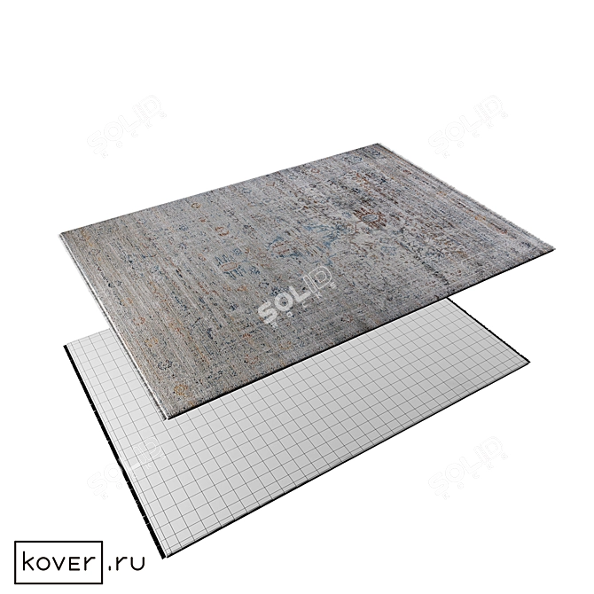 Floral Silk Blend Modern Rectangular Rug 3D model image 2