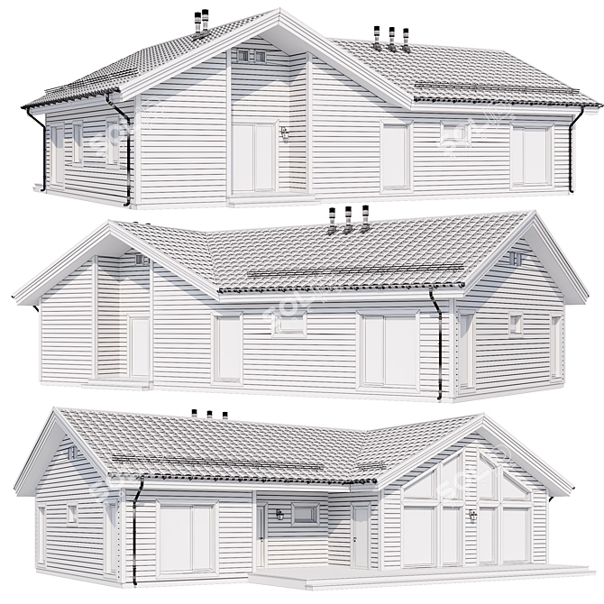 Contemporary Mansion Model in 3D 3D model image 5