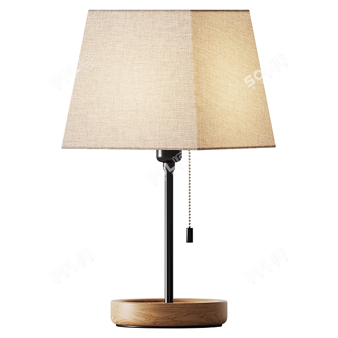 Rustic Solid Wood Desk Lamp 3D model image 1