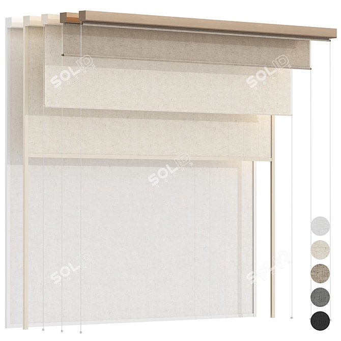 Bandalux Roller Blinds Set 03 3D model image 1