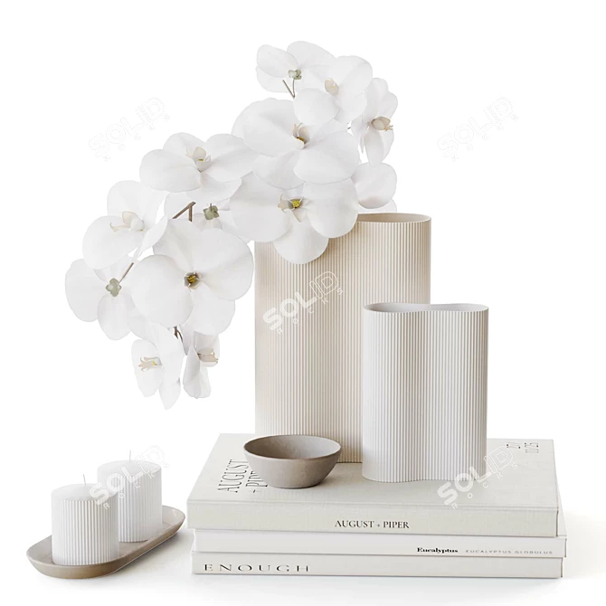 Decor Set with Vases & Books 3D model image 1