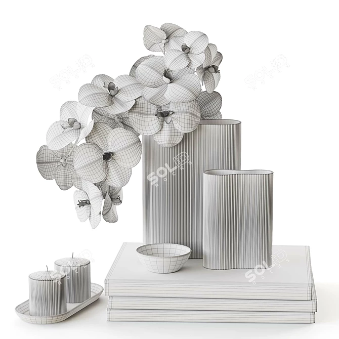 Decor Set with Vases & Books 3D model image 4