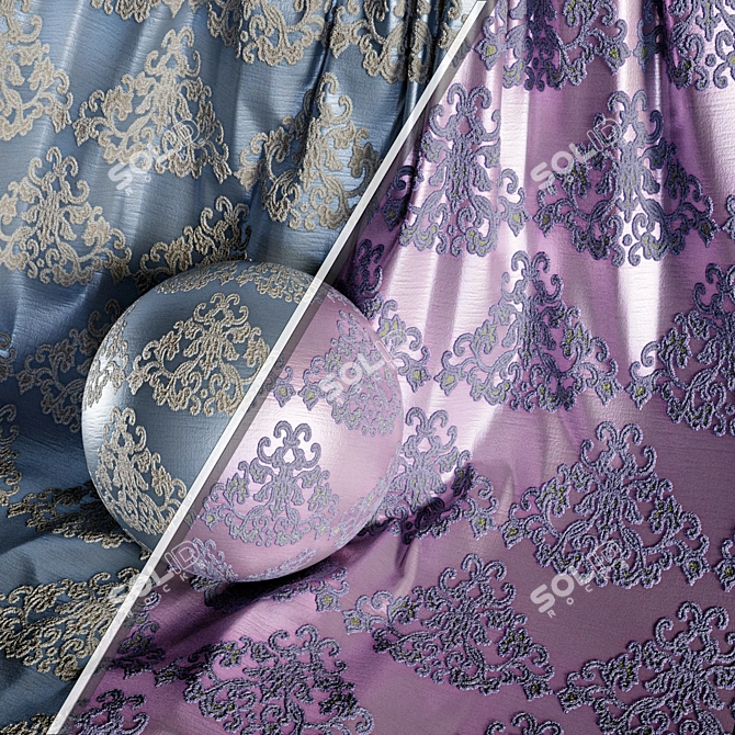  Jacquard Brocade Fabric Material Set 3D model image 1