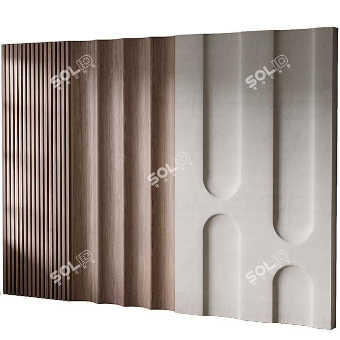 Wave Texture 3D Wall Panel 3D model image 1