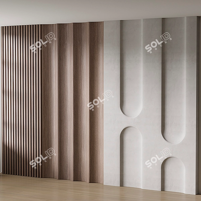 Wave Texture 3D Wall Panel 3D model image 2