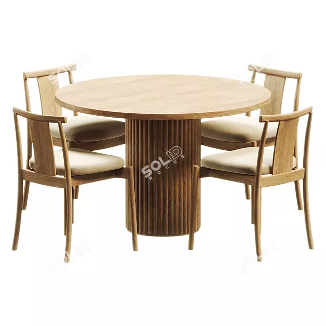 Sleek Gilta Pedestal Dining Set 3D model image 2