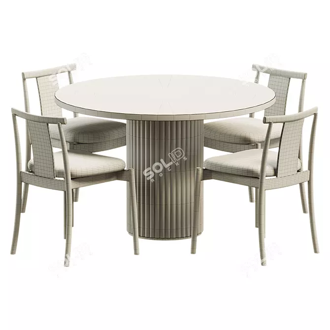 Sleek Gilta Pedestal Dining Set 3D model image 5