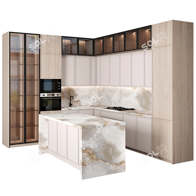 Modern Kitchen with Island Display 3D model image 1
