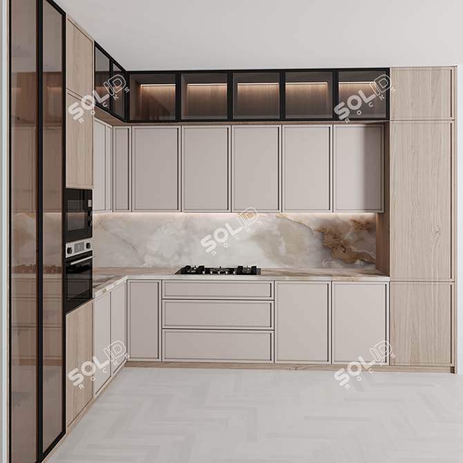 Modern Kitchen with Island Display 3D model image 4