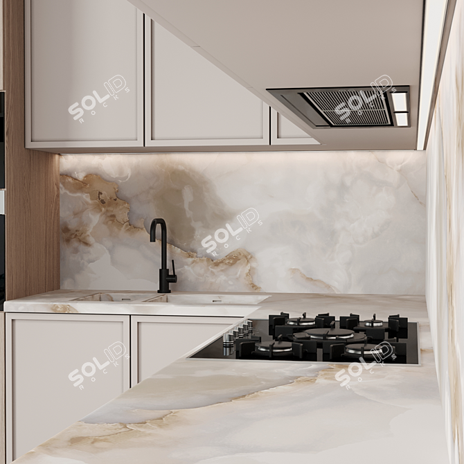 Modern Kitchen with Island Display 3D model image 5