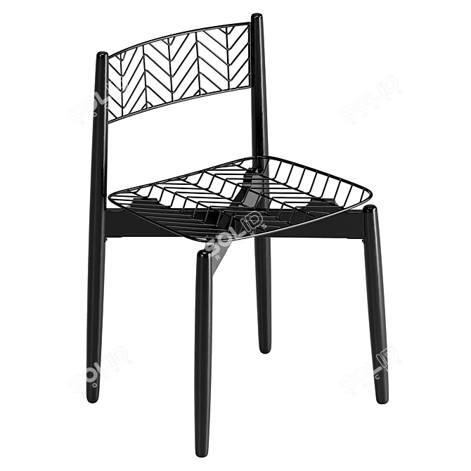 Plisse Metal Chair Black 3D model image 4