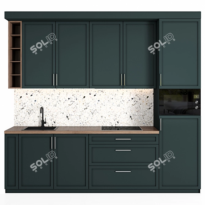 Compact Modern Kitchen Set 3D model image 1