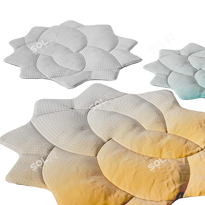 Monstera Leaf Linen Rug 3D model image 5