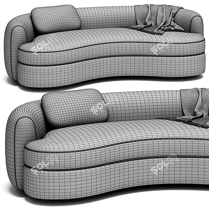 Modern Curved Sofa Design 3D model image 6