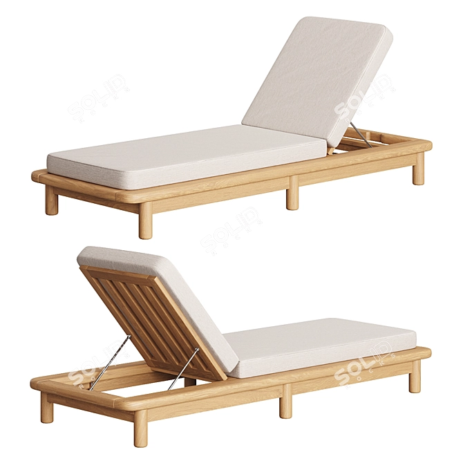 Teak Wood Sun Lounger 3D model image 1