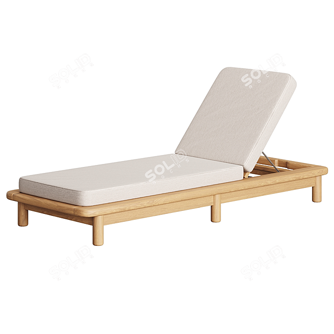 Teak Wood Sun Lounger 3D model image 2