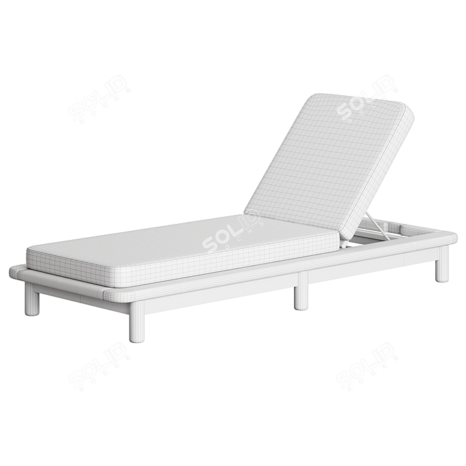 Teak Wood Sun Lounger 3D model image 4