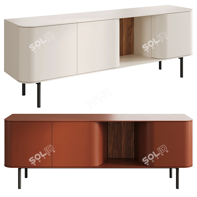 Modern Fjord Sideboard, 60s-inspired 3D model image 1