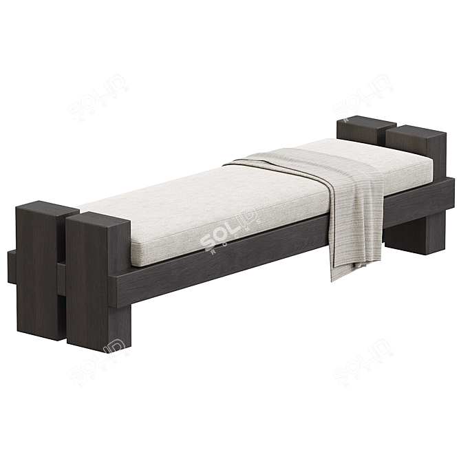 Rustic Wood Accent Bench 3D model image 1