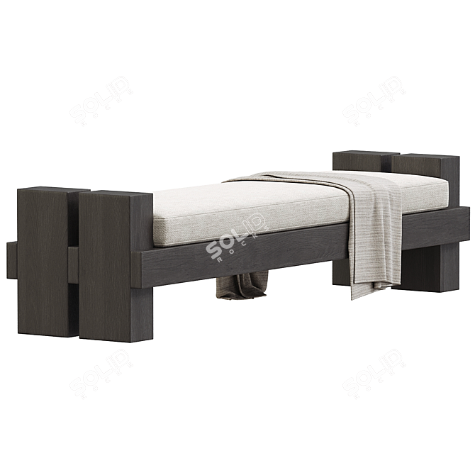 Rustic Wood Accent Bench 3D model image 3