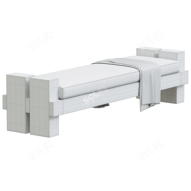 Rustic Wood Accent Bench 3D model image 5