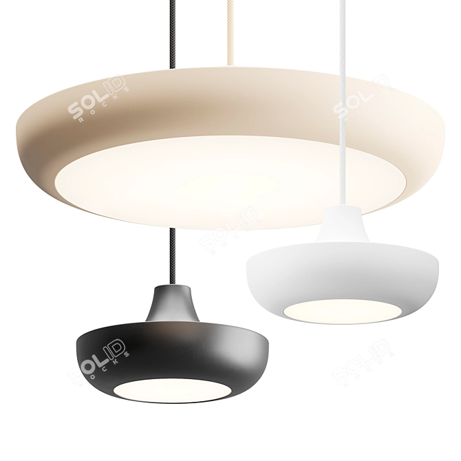 Sleek Saturn Pendant Light 3D model image 1