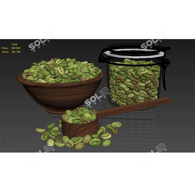 Pro Coffee Beans Set 3D model image 7