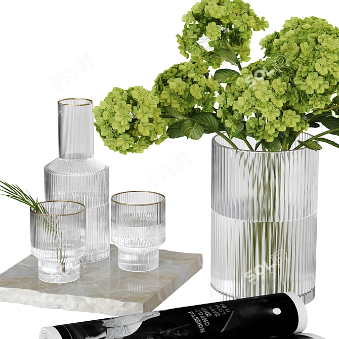 Green Hydrangea Bouquet Set 3D model image 2