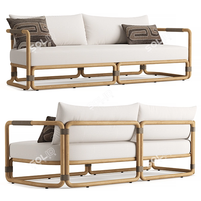 Restoration Hardware Teak Sofa 84 3D model image 1