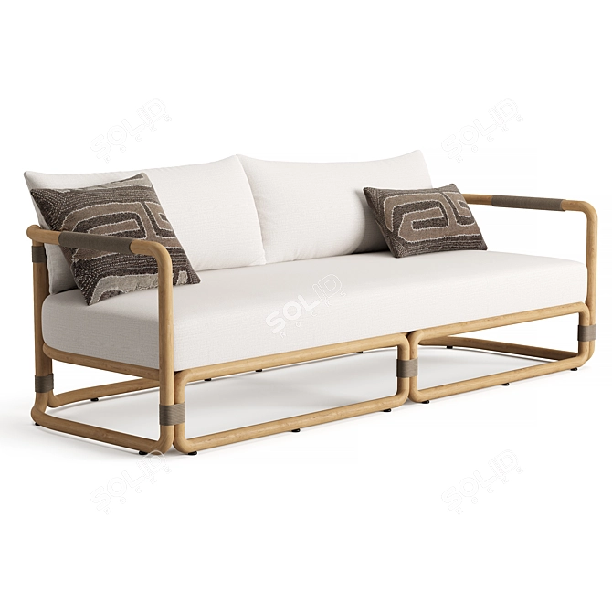 Restoration Hardware Teak Sofa 84 3D model image 2