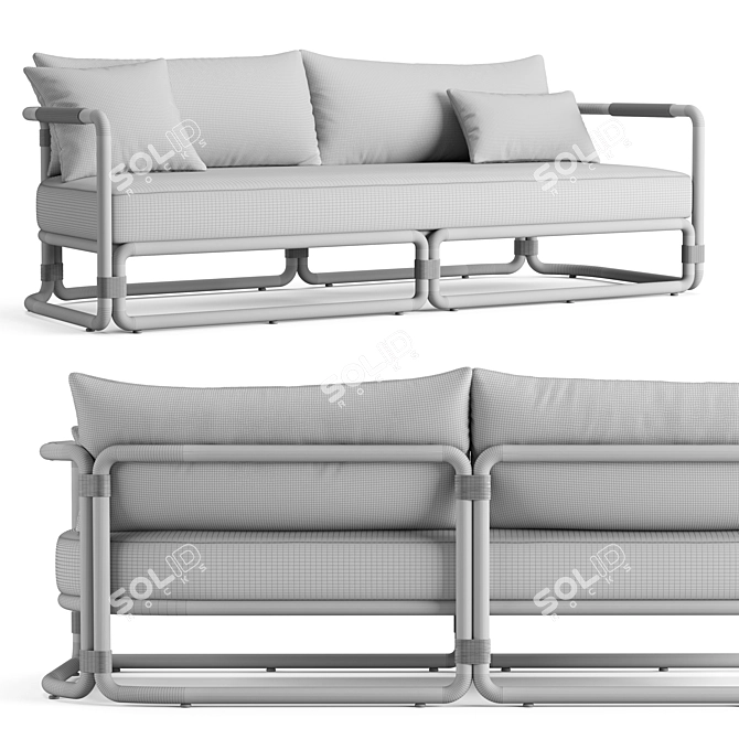 Restoration Hardware Teak Sofa 84 3D model image 4
