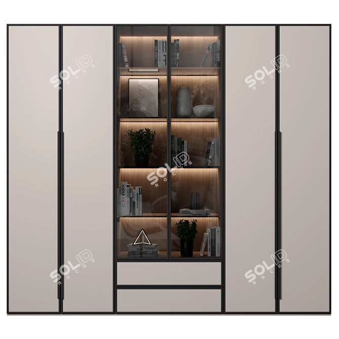 Modular Cabinet with Adjustable Shelves 3D model image 1
