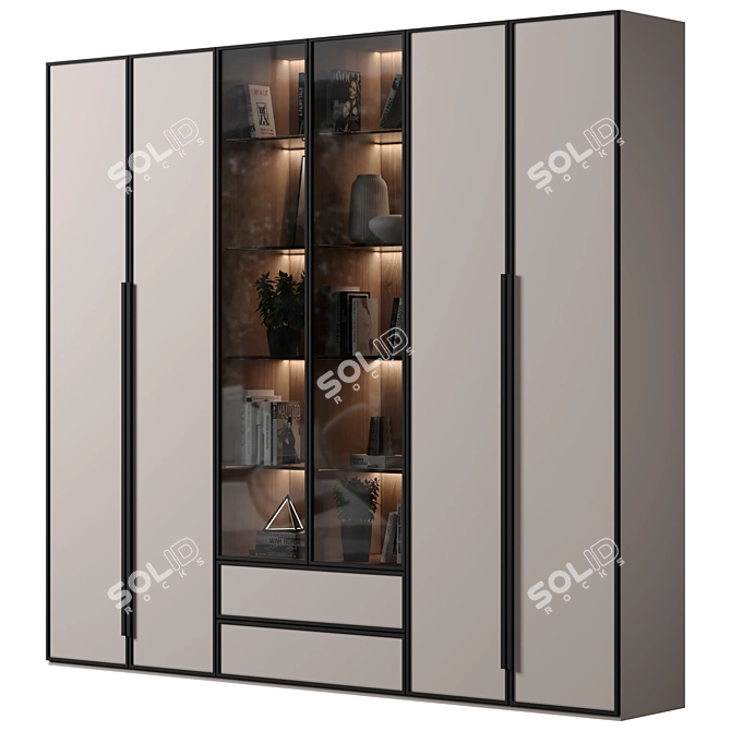 Modular Cabinet with Adjustable Shelves 3D model image 2
