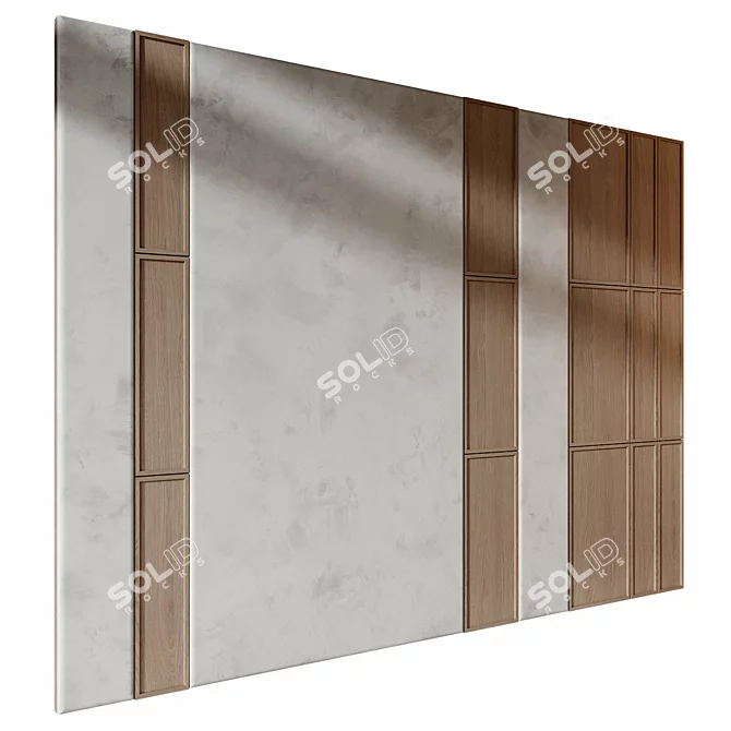 Modern Wood Fabric Wall Panels 3D model image 2
