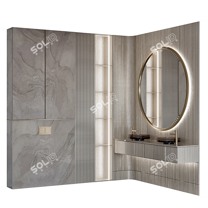 Modern Bathroom Furniture Set 3D model image 1