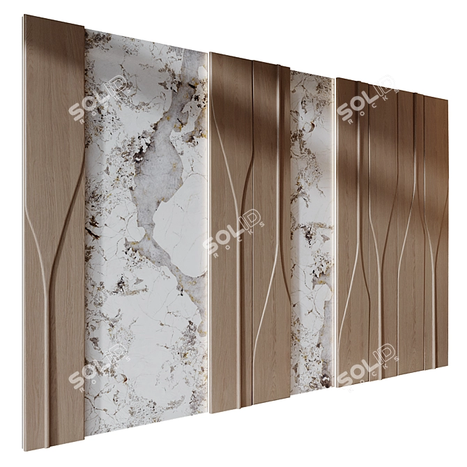 Luxury Wood and Marble Wall Panels 3D model image 1