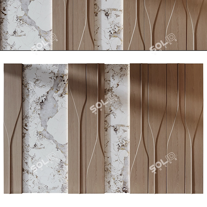 Luxury Wood and Marble Wall Panels 3D model image 2