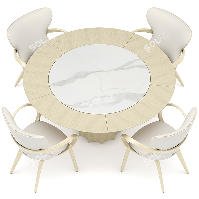 Title: Modern Dining Set with Statuario Table and Apriori Chairs 3D model image 2